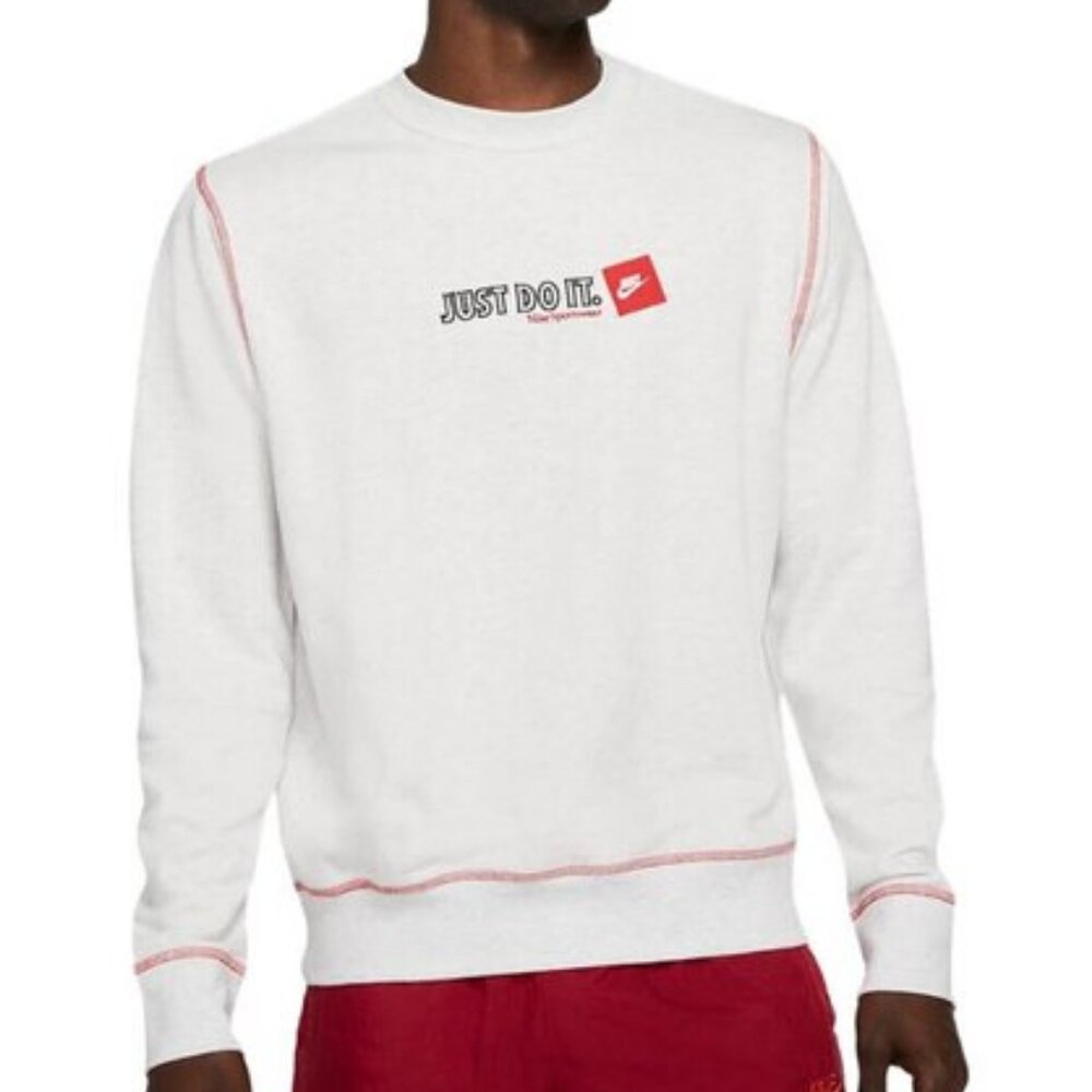 Nike Just Do It French Terry Pullover Sweatshirt Men's Birch Heather 2X XX 2XL